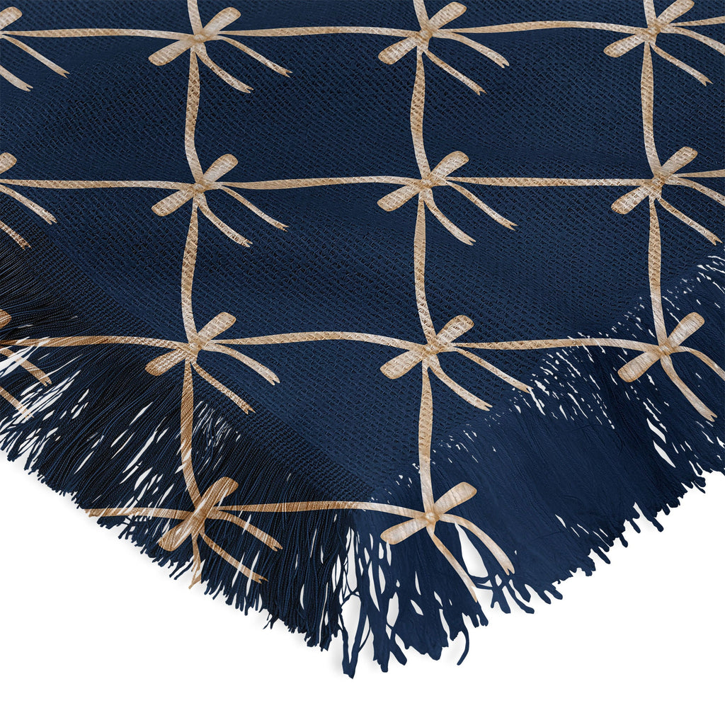Colour Poems Bows and Ribbons Blue Throw Blanket