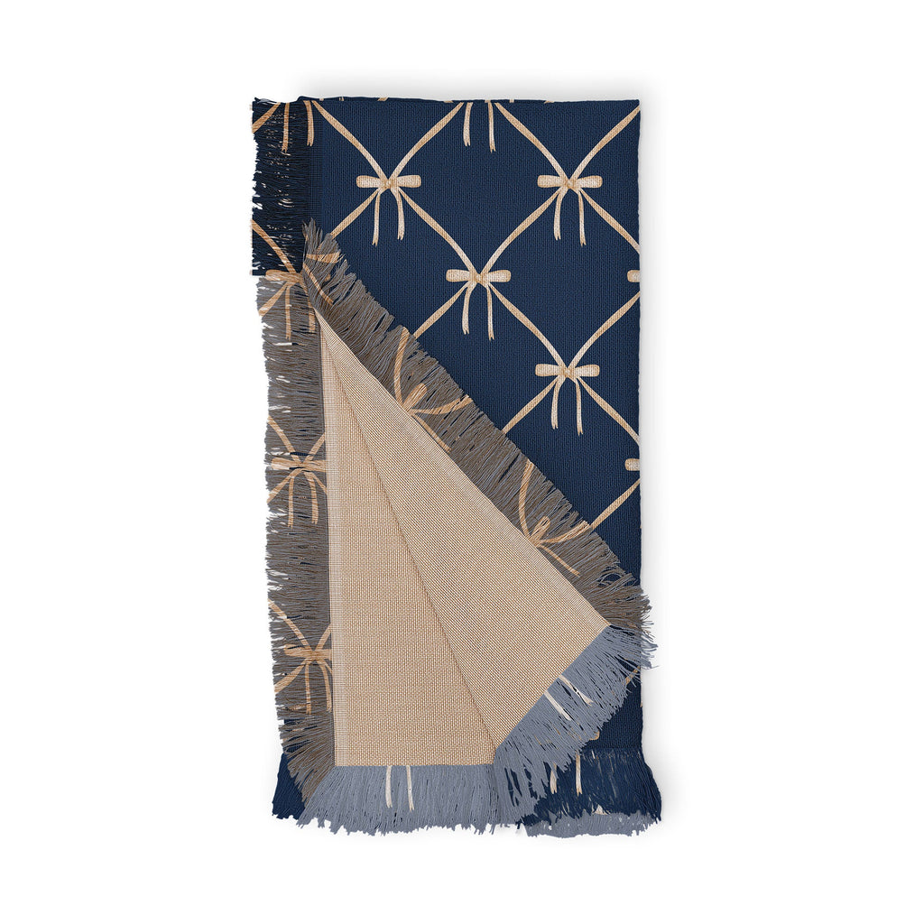 Colour Poems Bows and Ribbons Blue Throw Blanket