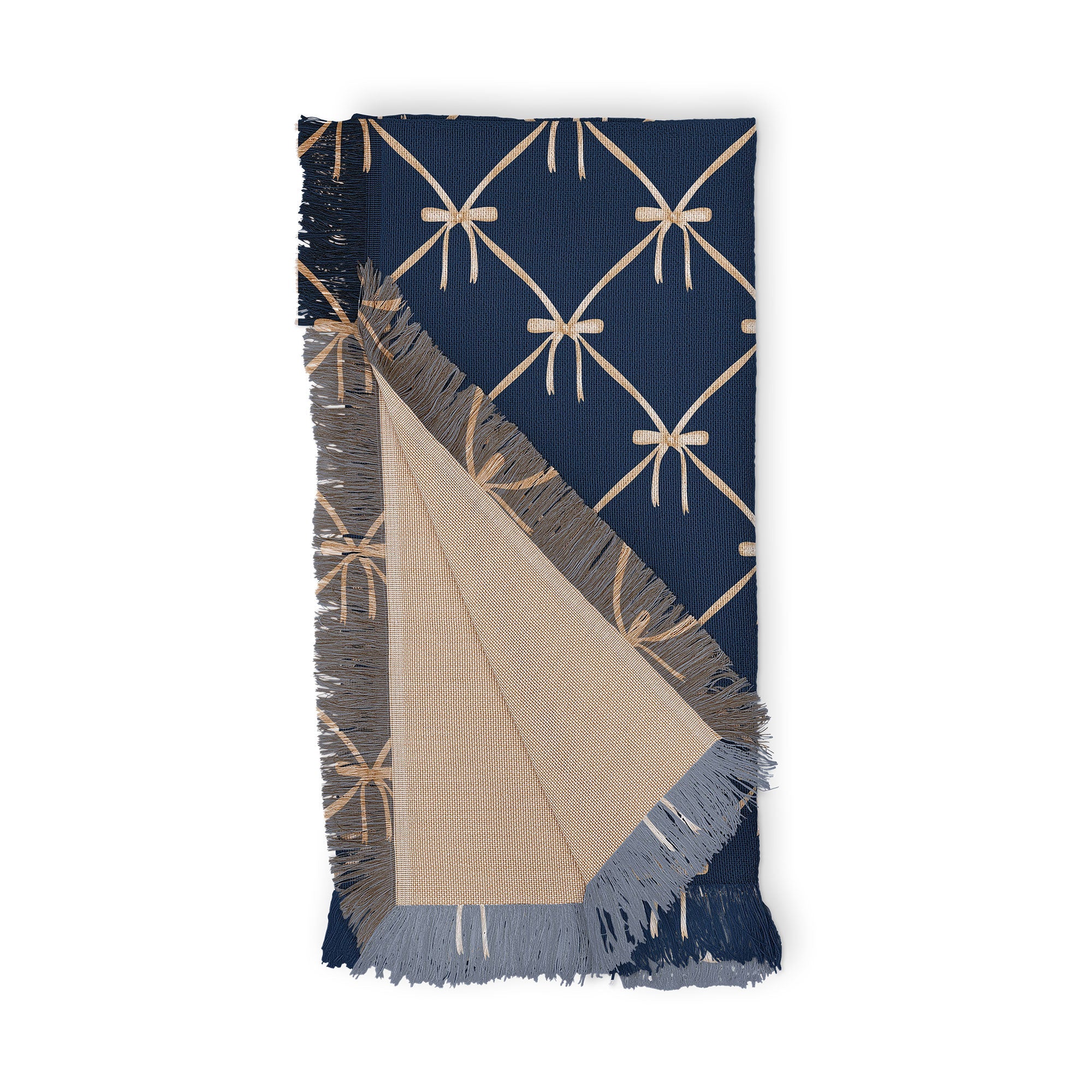 Colour Poems Bows and Ribbons Blue Throw Blanket