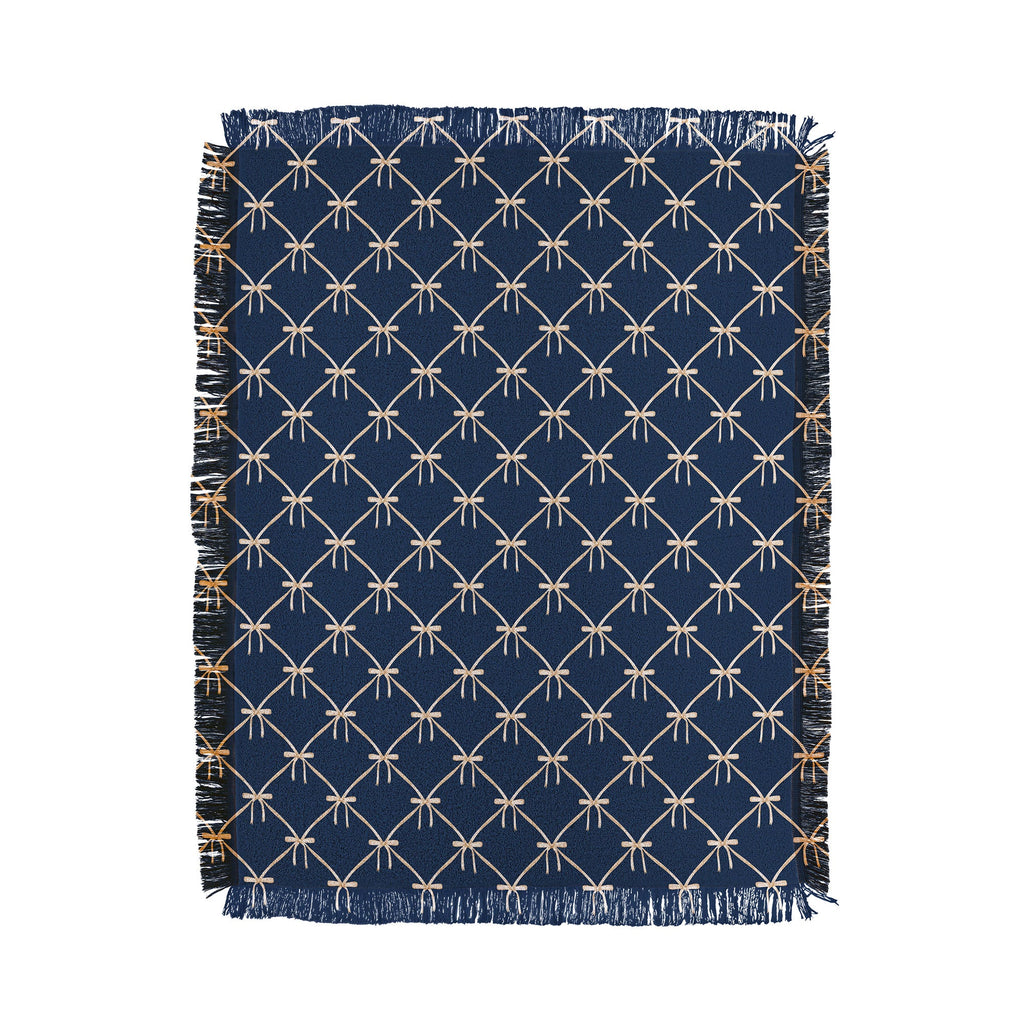 Colour Poems Bows and Ribbons Blue Throw Blanket