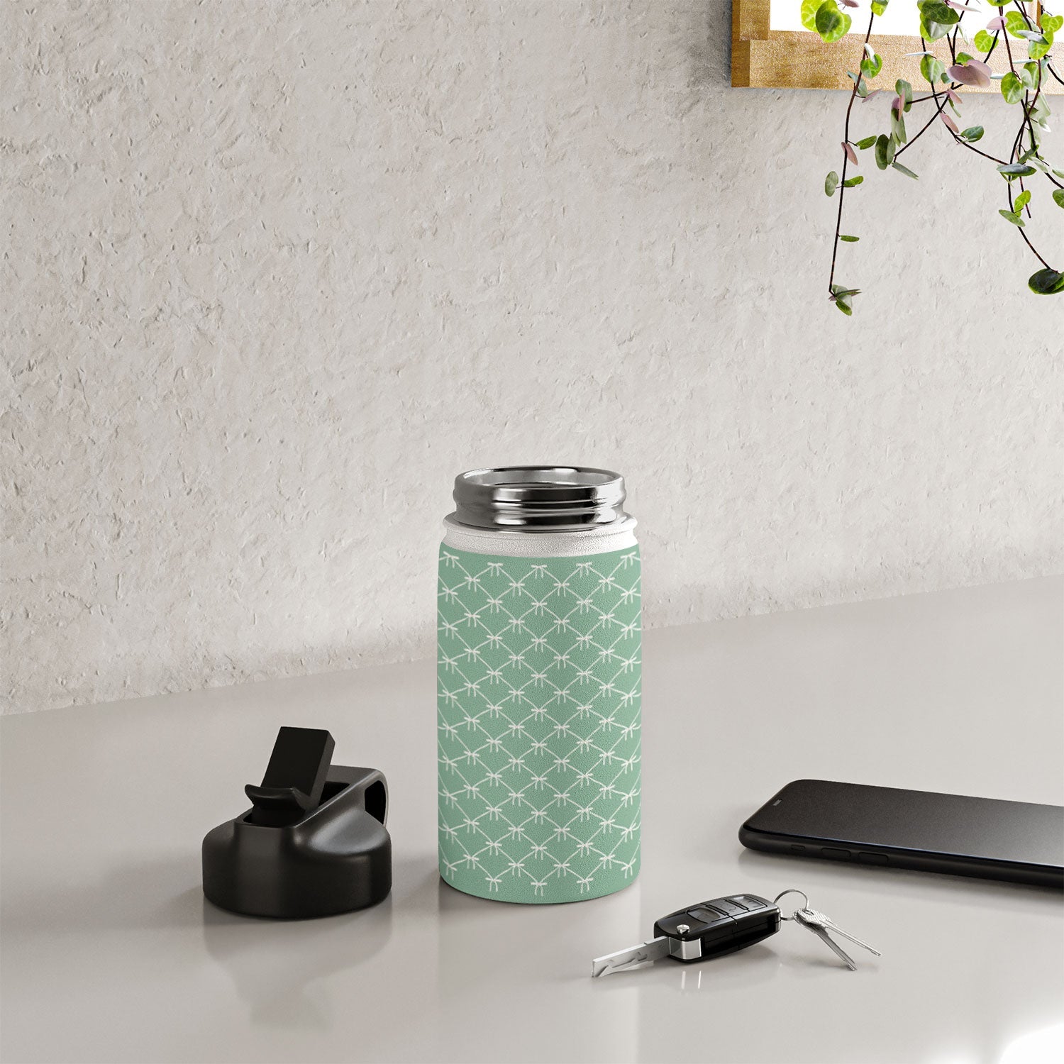 Colour Poems Bows and Ribbons Green Water Bottle