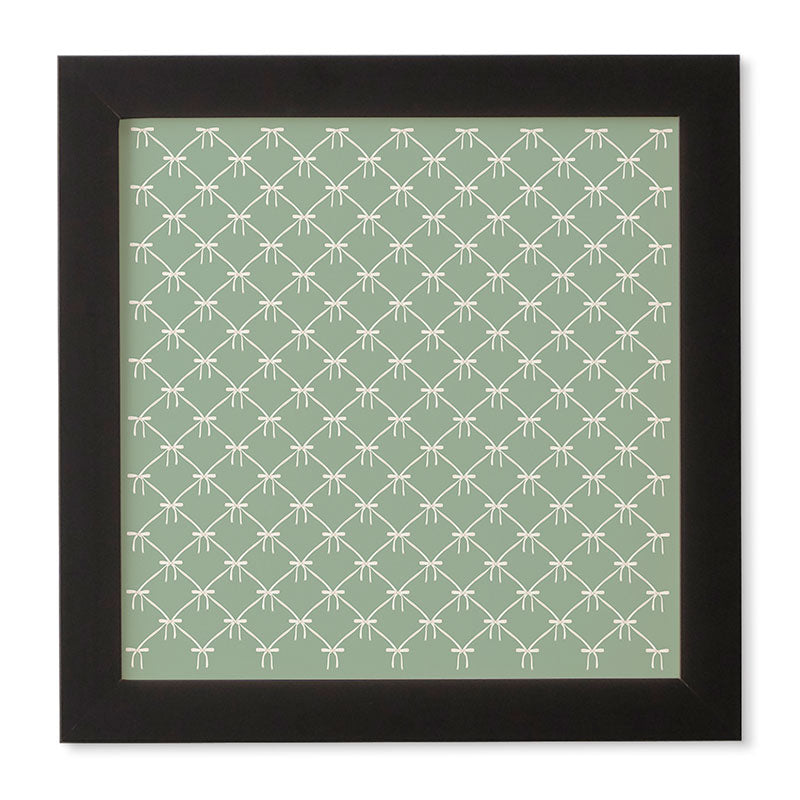 Colour Poems Bows and Ribbons Green Framed Wall Art