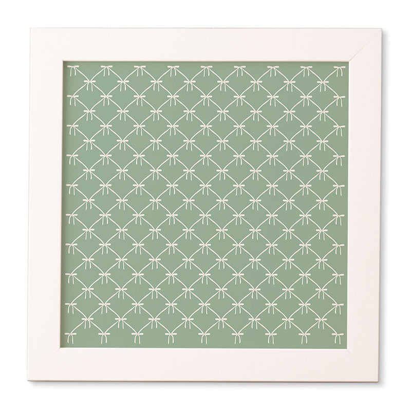 Colour Poems Bows and Ribbons Green Framed Wall Art