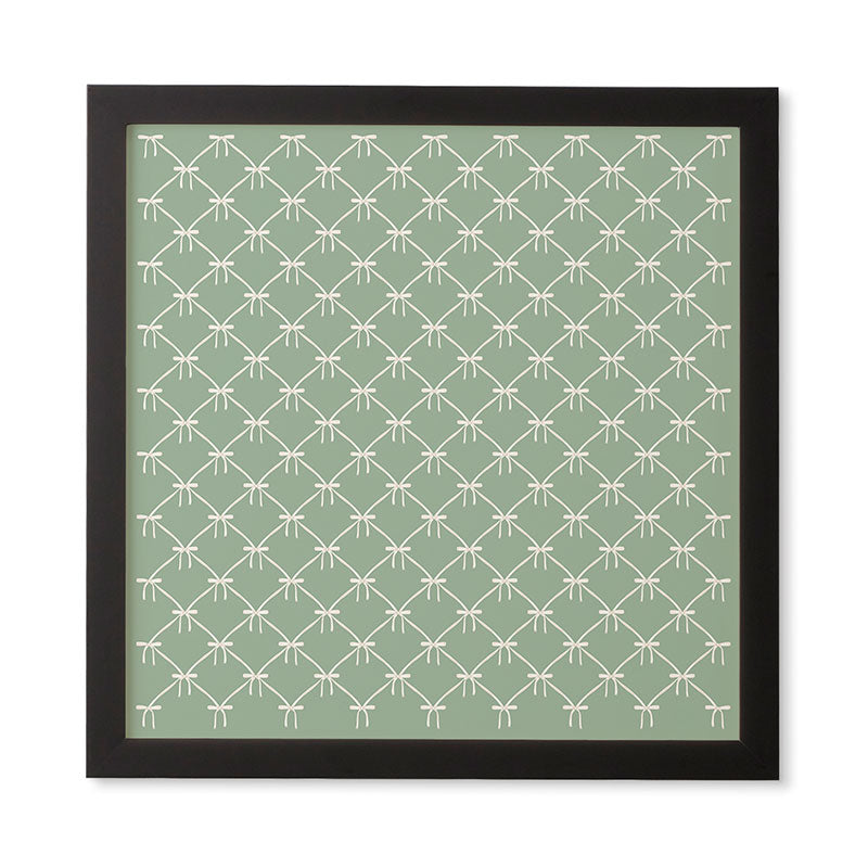 Colour Poems Bows and Ribbons Green Framed Wall Art