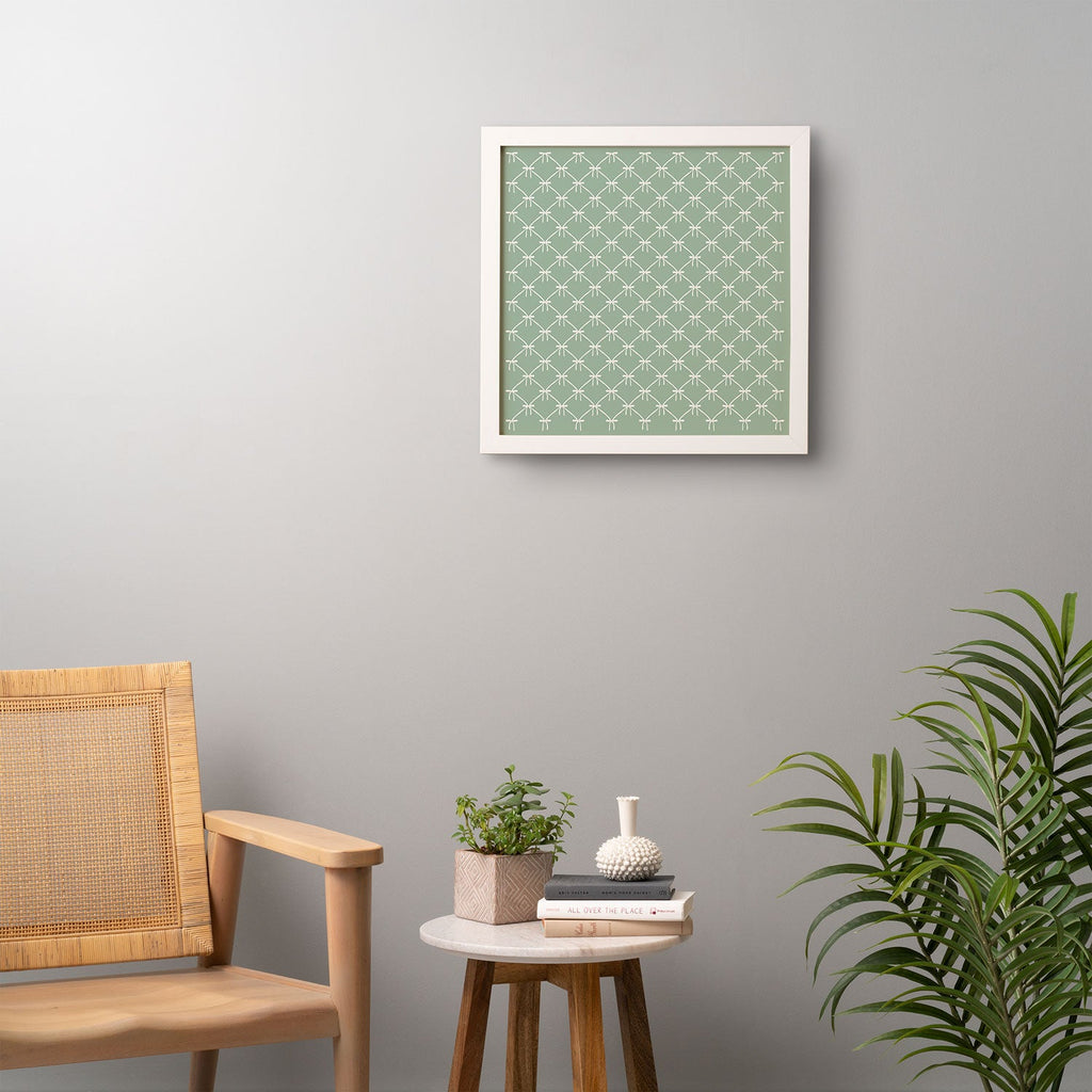Colour Poems Bows and Ribbons Green Framed Wall Art