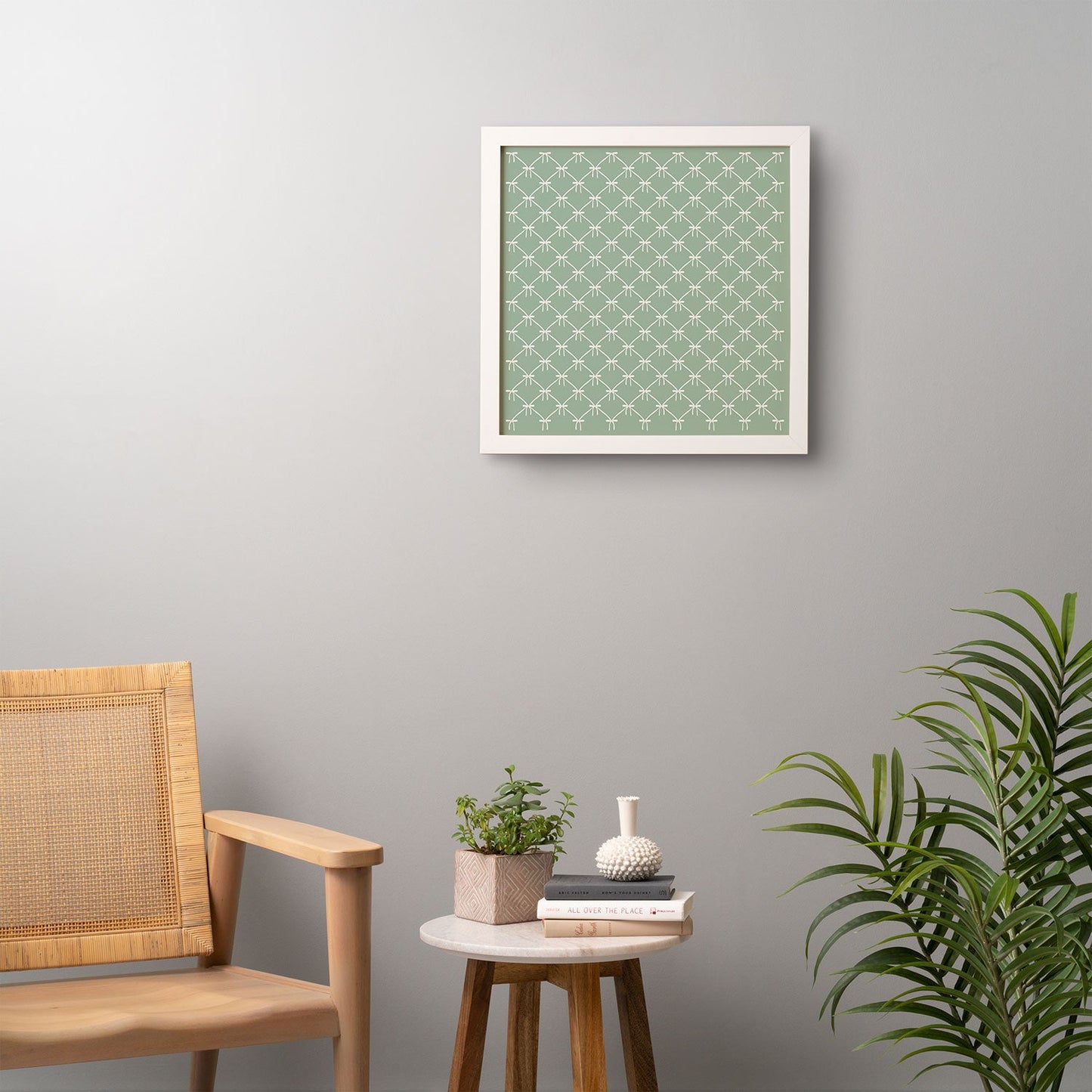 Colour Poems Bows and Ribbons Green Framed Wall Art