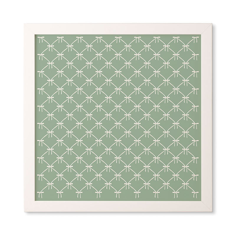 Colour Poems Bows and Ribbons Green Framed Wall Art