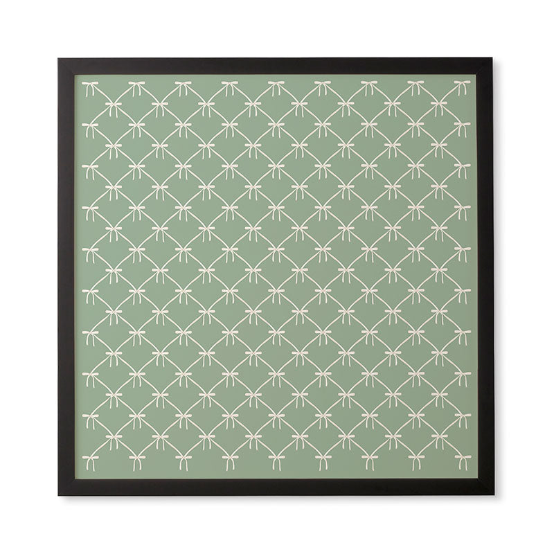 Colour Poems Bows and Ribbons Green Framed Wall Art