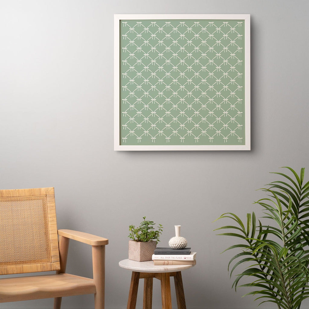 Colour Poems Bows and Ribbons Green Framed Wall Art