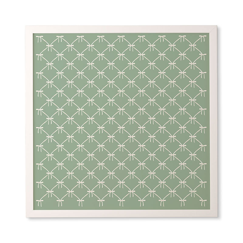 Colour Poems Bows and Ribbons Green Framed Wall Art