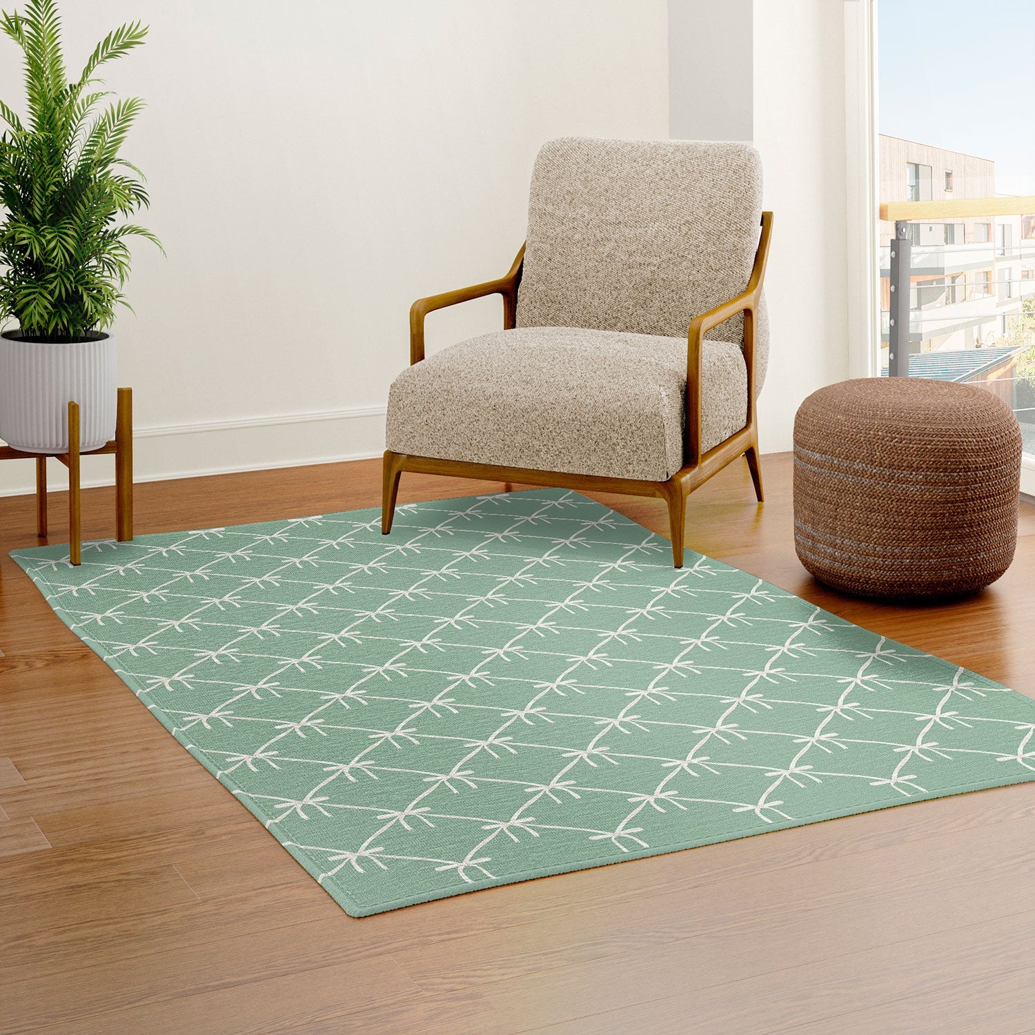 Colour Poems Bows and Ribbons Green Area Rug