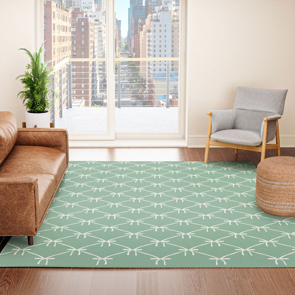 Colour Poems Bows and Ribbons Green Area Rug