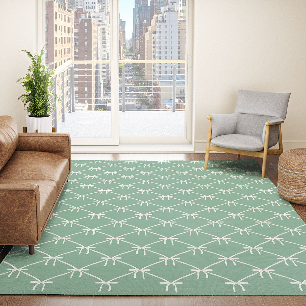 Colour Poems Bows and Ribbons Green Area Rug