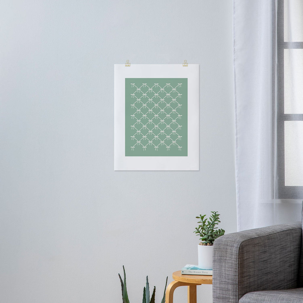 Colour Poems Bows and Ribbons Green Art Print
