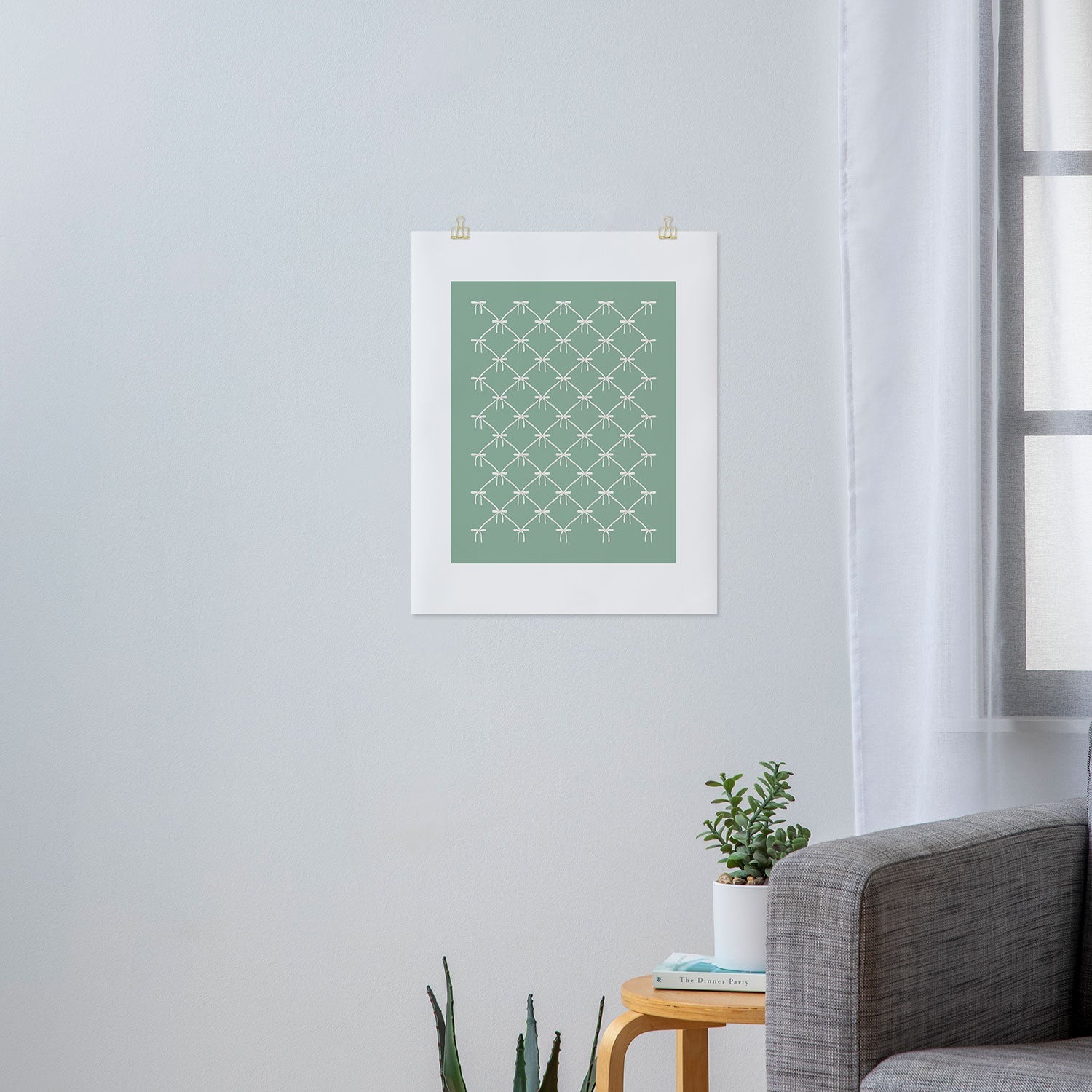 Colour Poems Bows and Ribbons Green Art Print