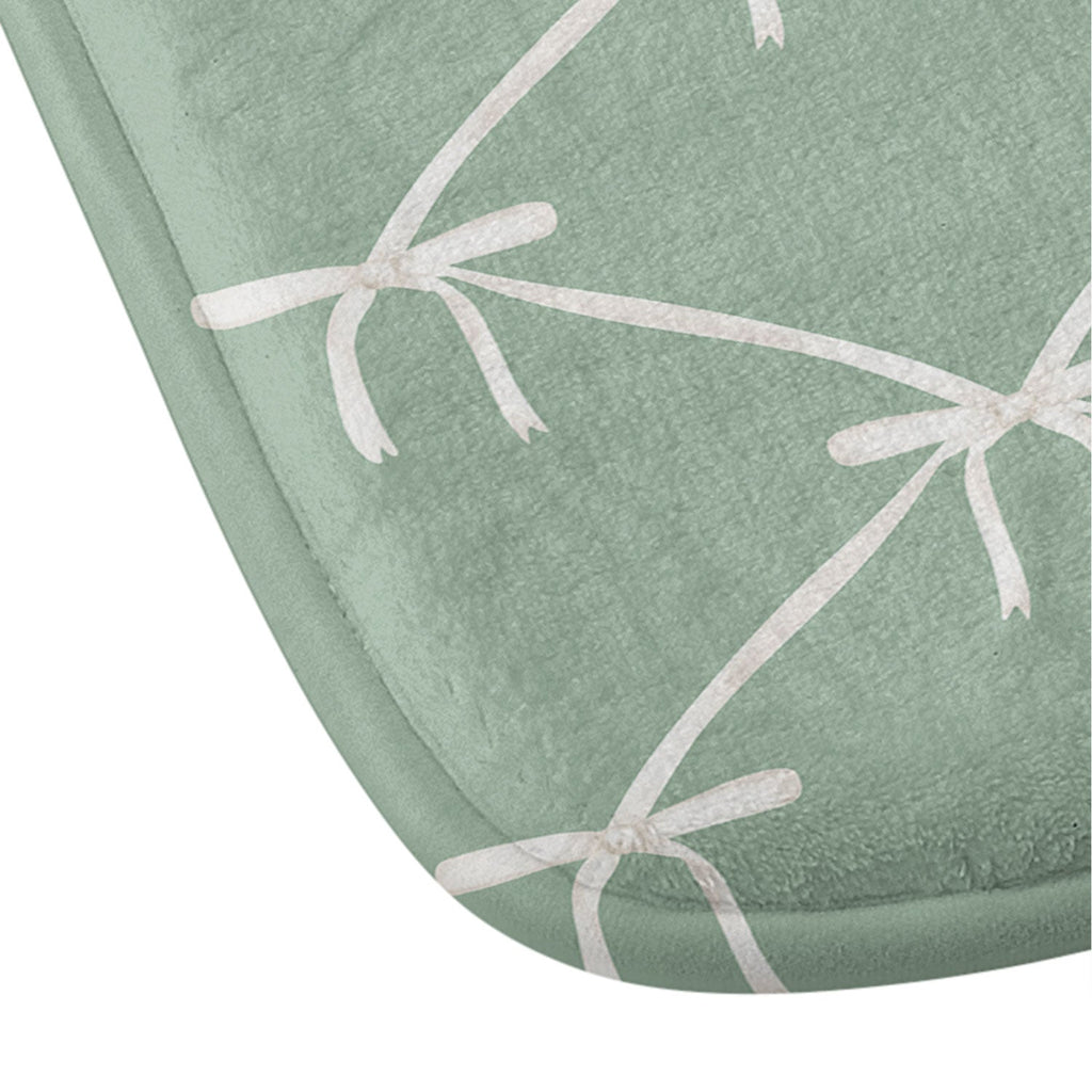 Colour Poems Bows and Ribbons Green Memory Foam Bath Mat