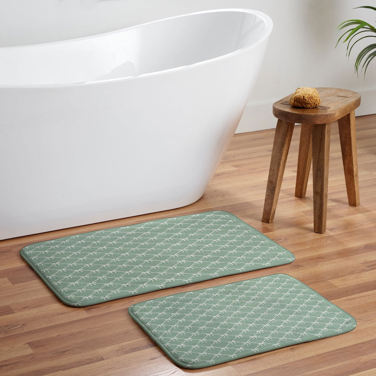 Colour Poems Bows and Ribbons Green Memory Foam Bath Mat