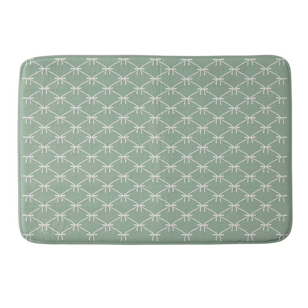 Colour Poems Bows and Ribbons Green Memory Foam Bath Mat