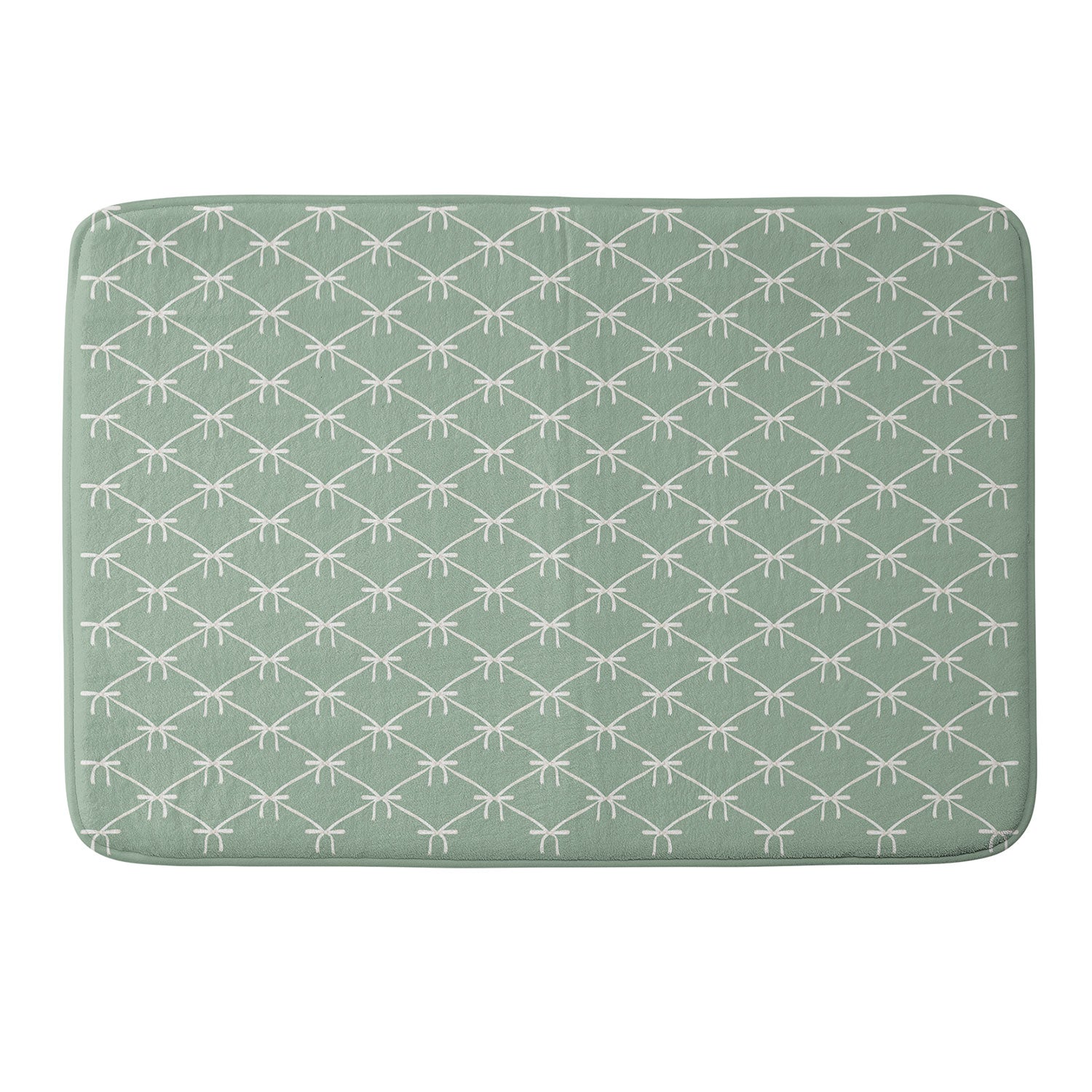Colour Poems Bows and Ribbons Green Memory Foam Bath Mat