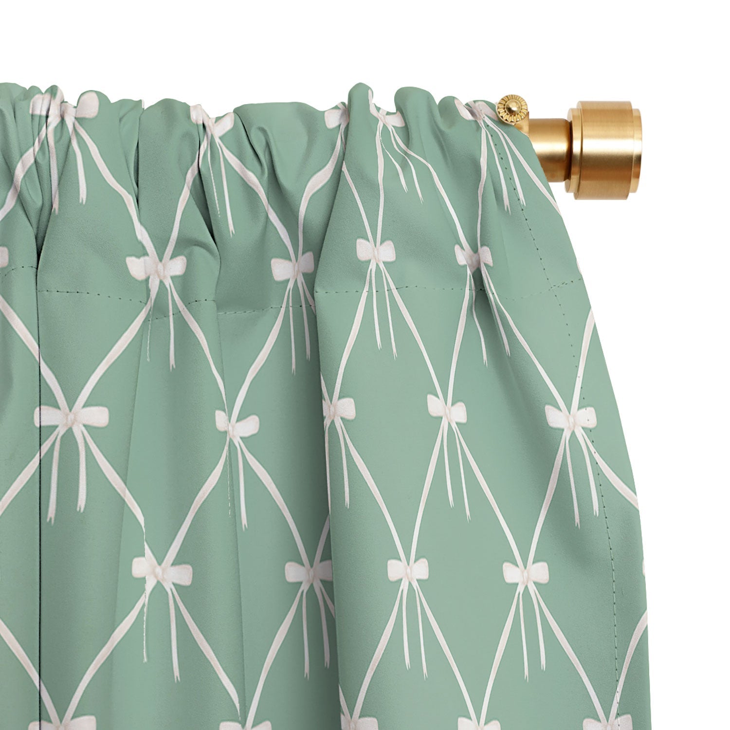 Colour Poems Bows and Ribbons Green Blackout Window Curtain