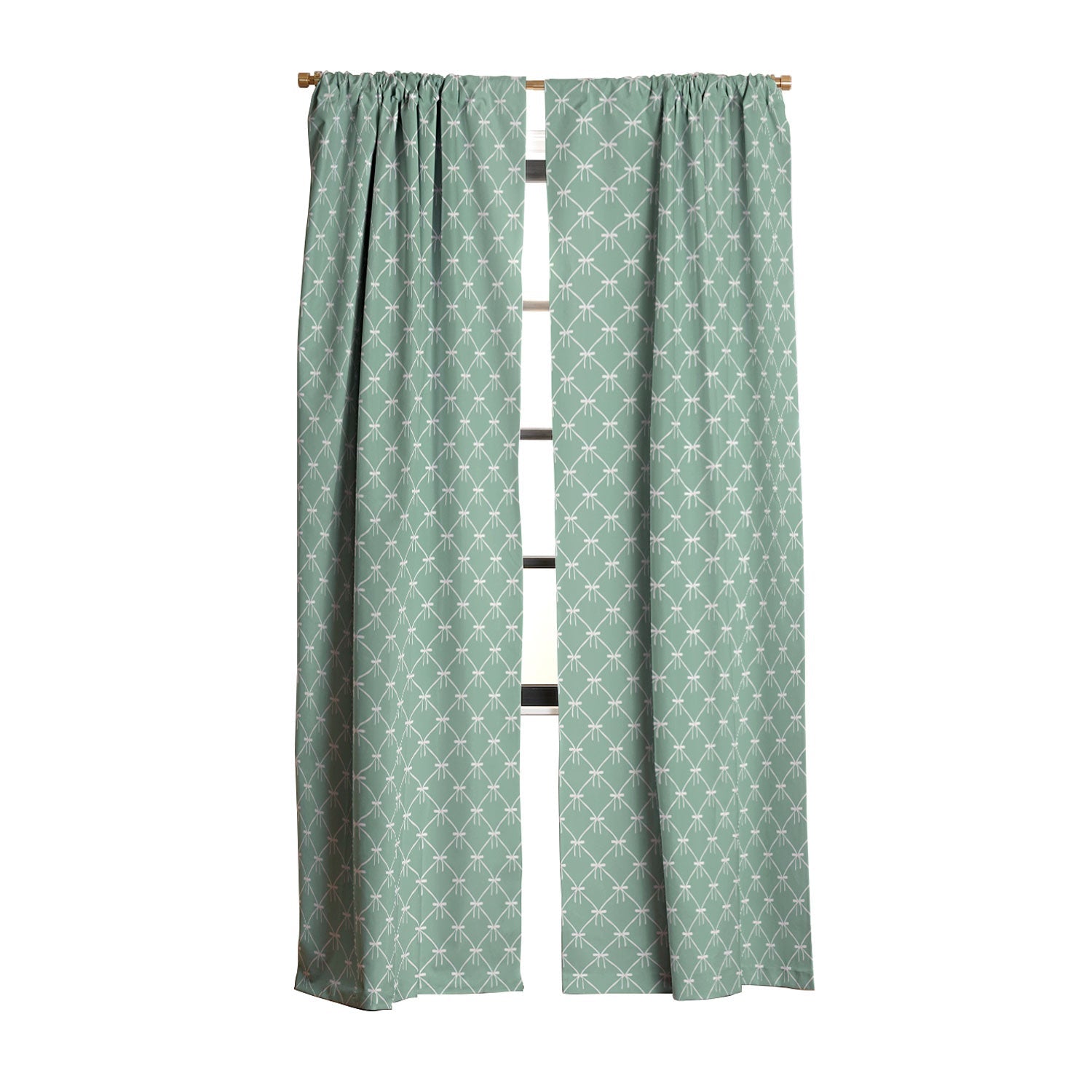 Colour Poems Bows and Ribbons Green Blackout Window Curtain