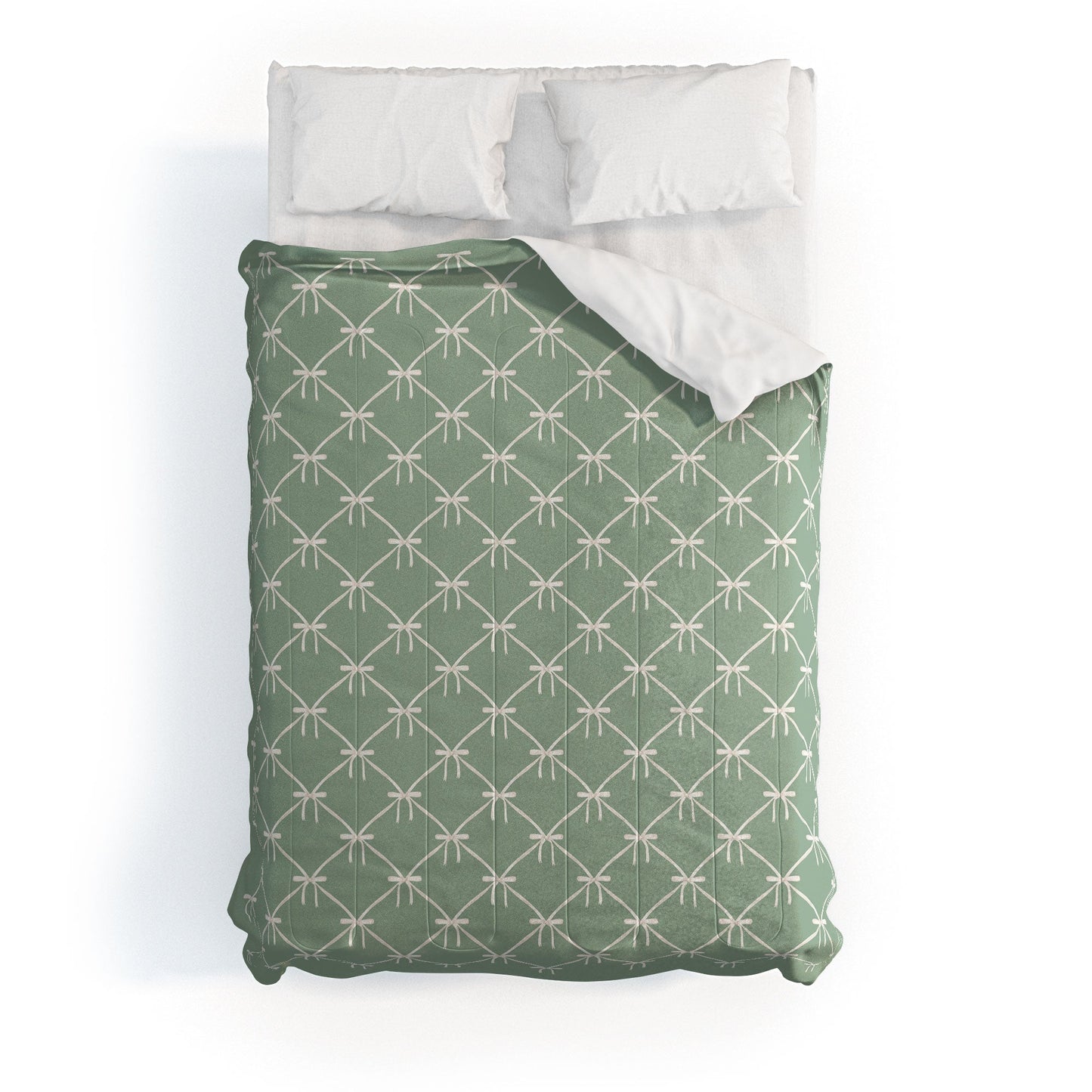 Colour Poems Bows and Ribbons Green Comforter