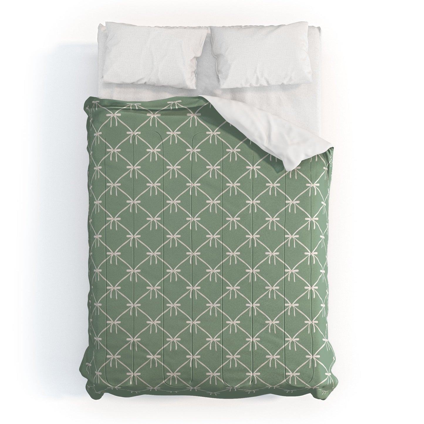 Colour Poems Bows and Ribbons Green Comforter