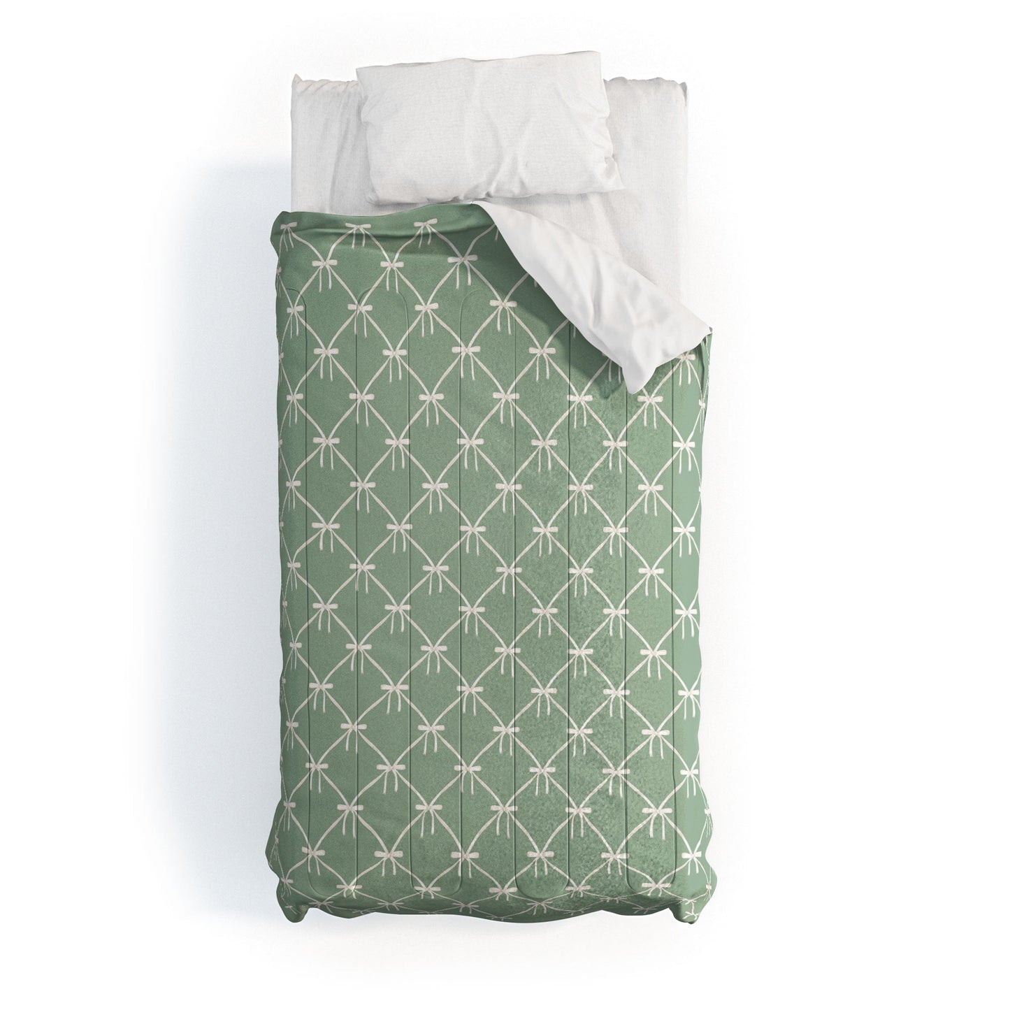 Colour Poems Bows and Ribbons Green Comforter