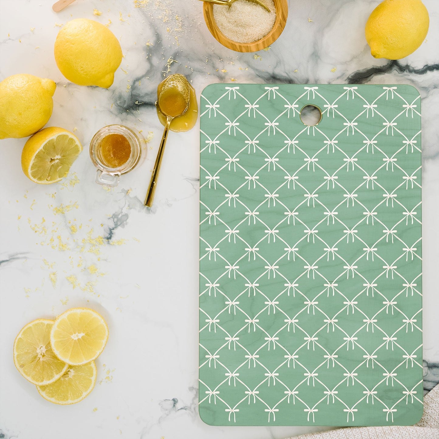 Colour Poems Bows and Ribbons Green Cutting Board Rectangle