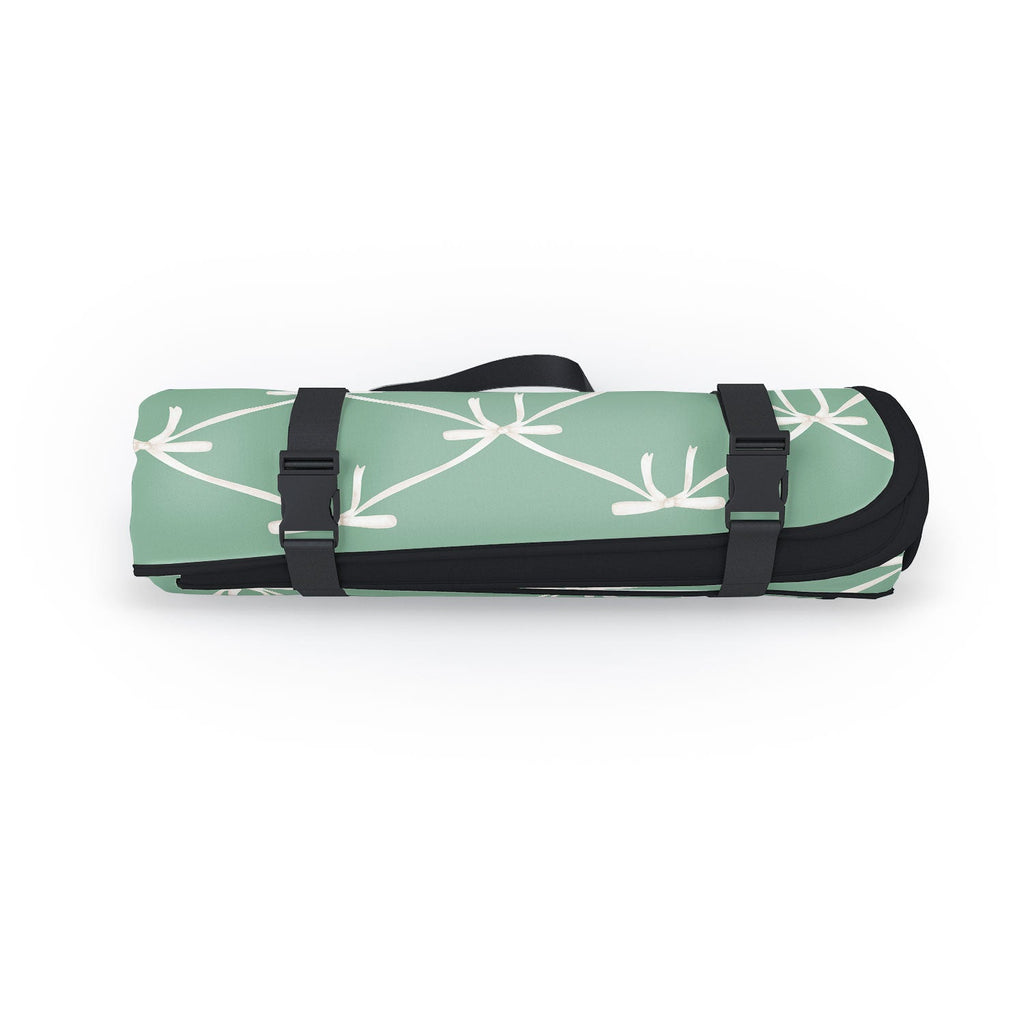 Colour Poems Bows and Ribbons Green Picnic Blanket