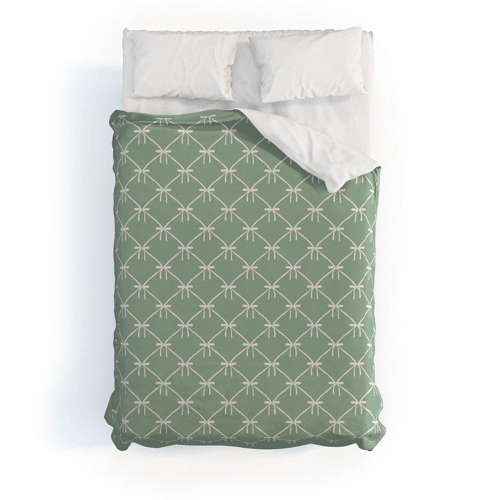 Colour Poems Bows and Ribbons Green Duvet Cover