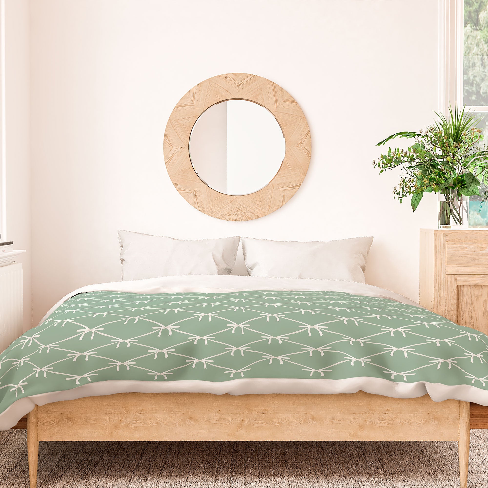 Colour Poems Bows and Ribbons Green Duvet Cover