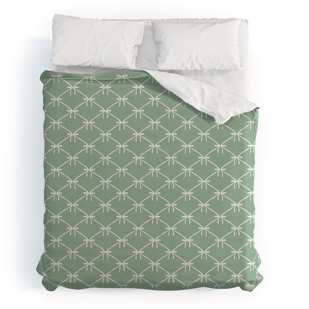 Colour Poems Bows and Ribbons Green Duvet Cover