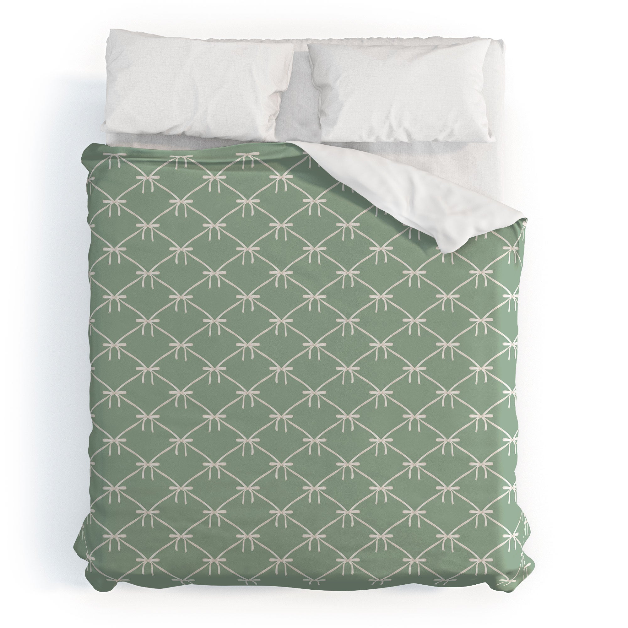 Colour Poems Bows and Ribbons Green Duvet Cover