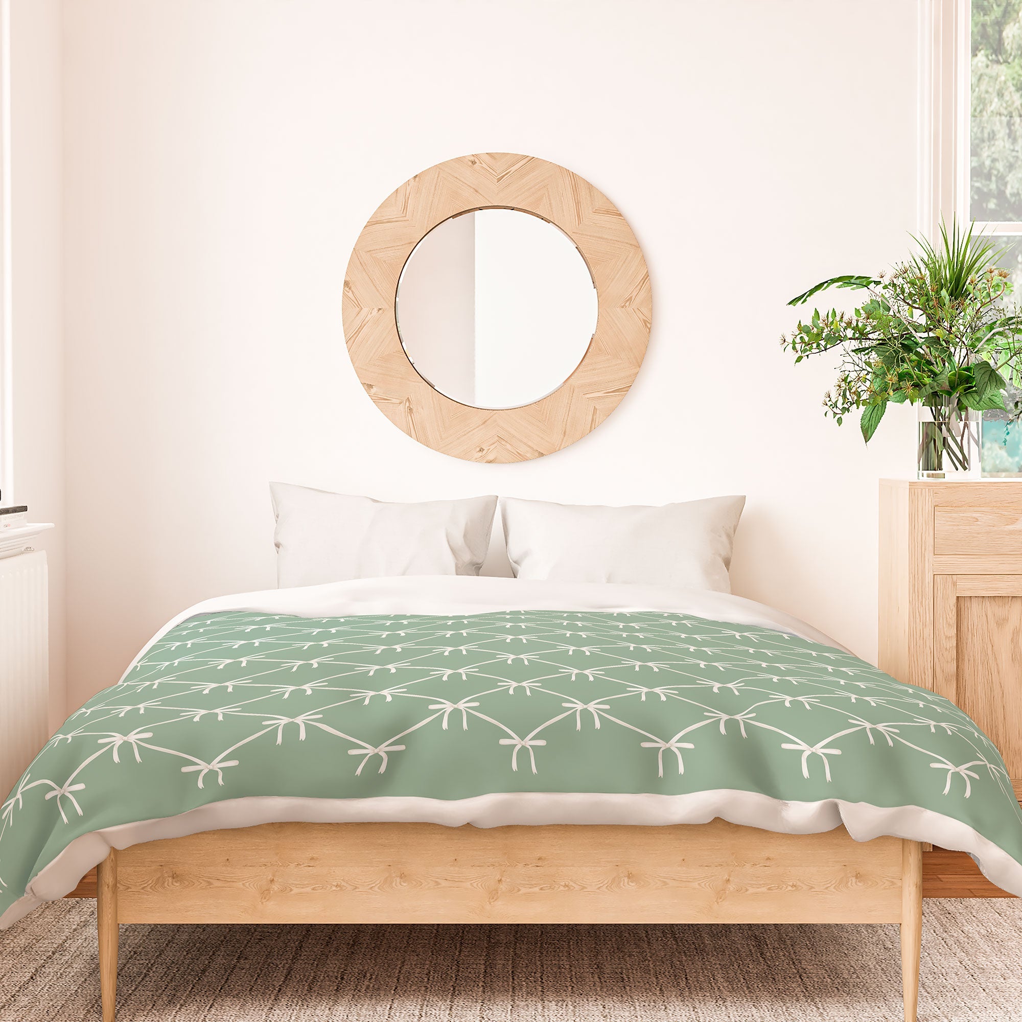 Colour Poems Bows and Ribbons Green Duvet Cover