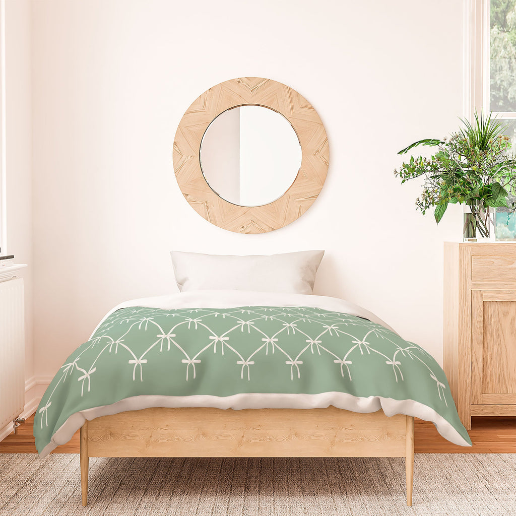 Colour Poems Bows and Ribbons Green Duvet Cover