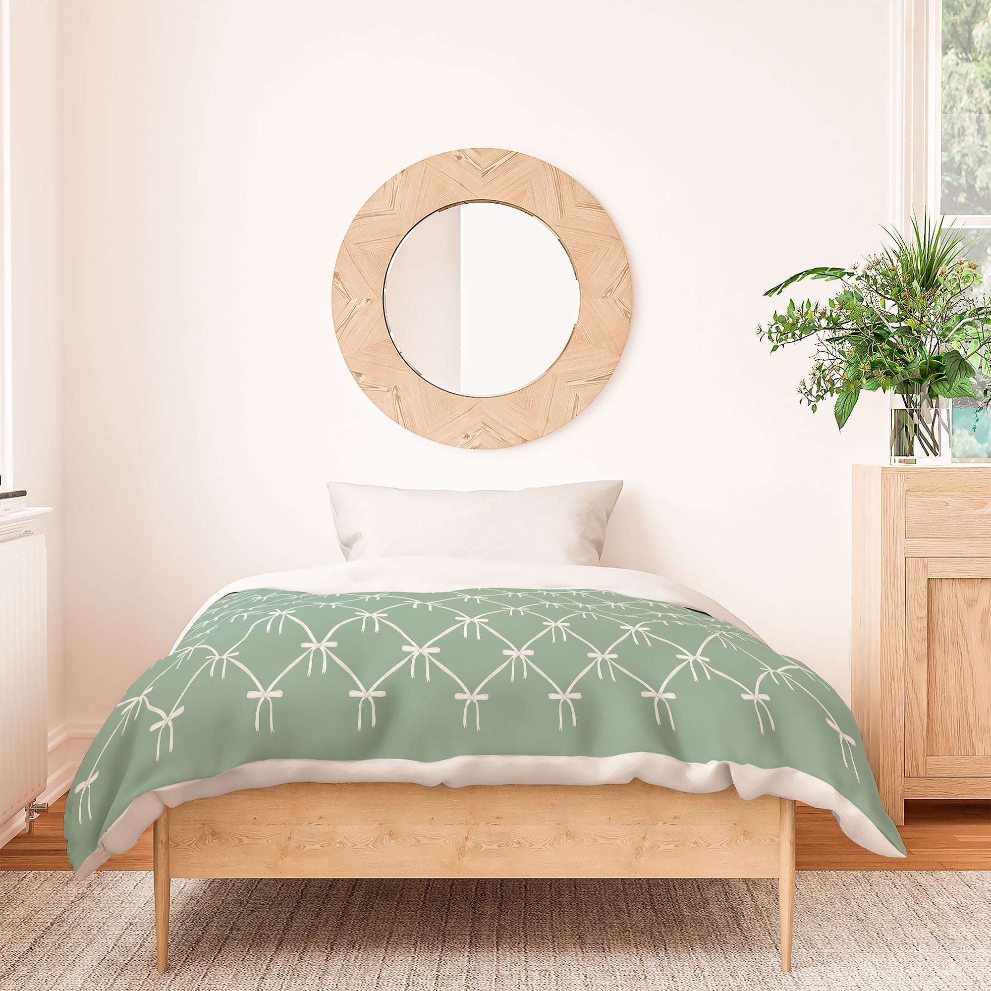 Colour Poems Bows and Ribbons Green Duvet Cover