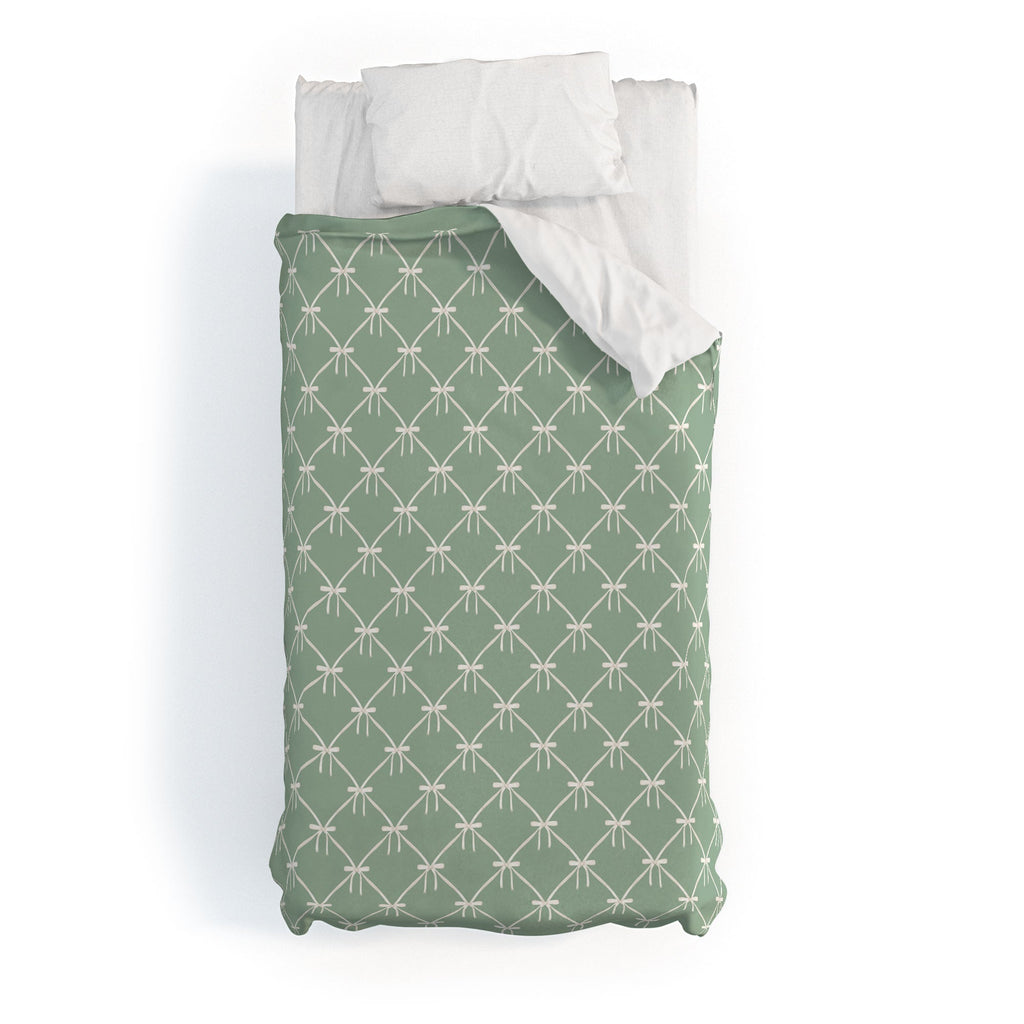 Colour Poems Bows and Ribbons Green Duvet Cover