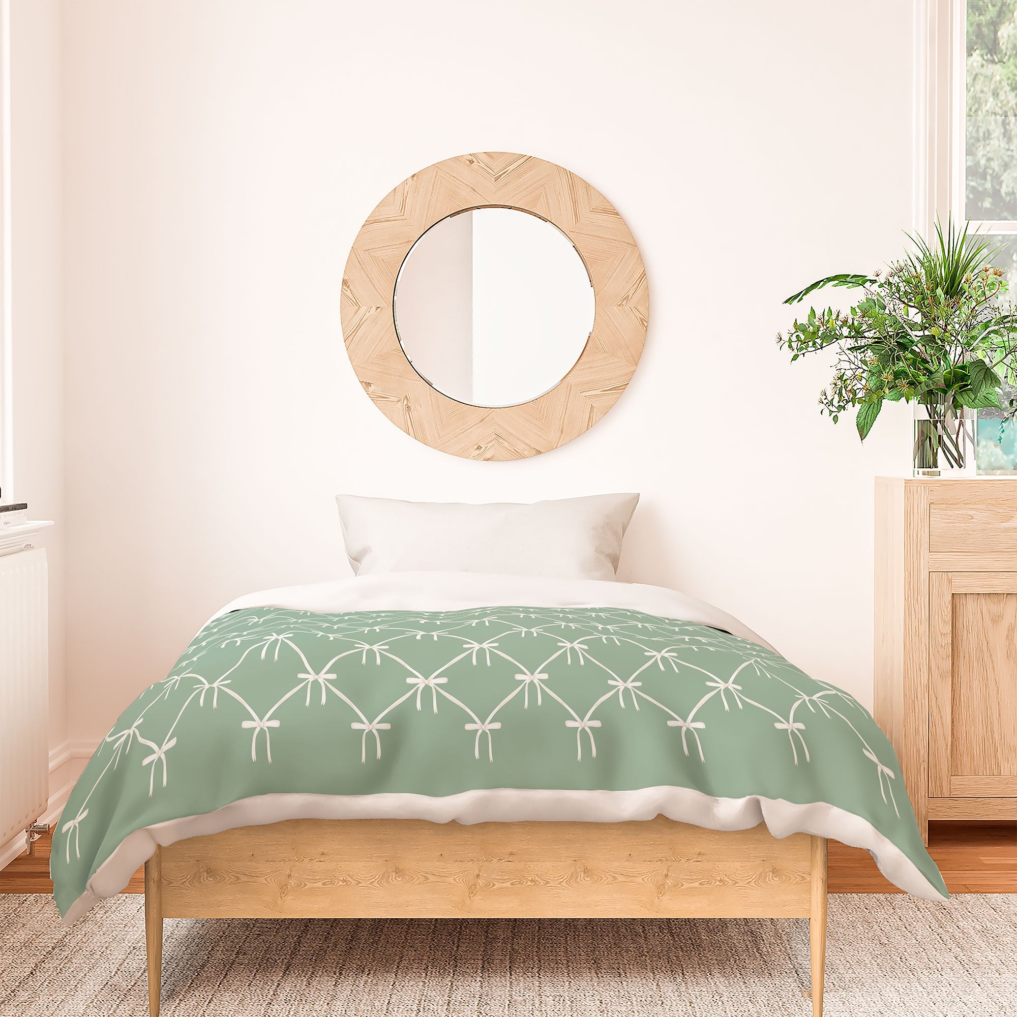 Colour Poems Bows and Ribbons Green Duvet Cover