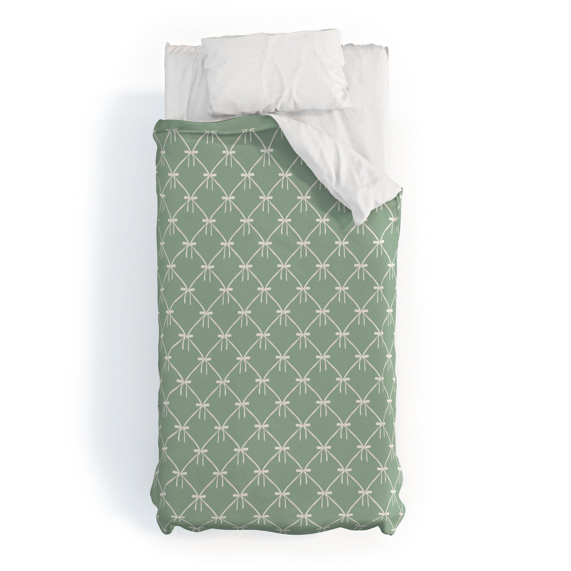 Colour Poems Bows and Ribbons Green Duvet Cover