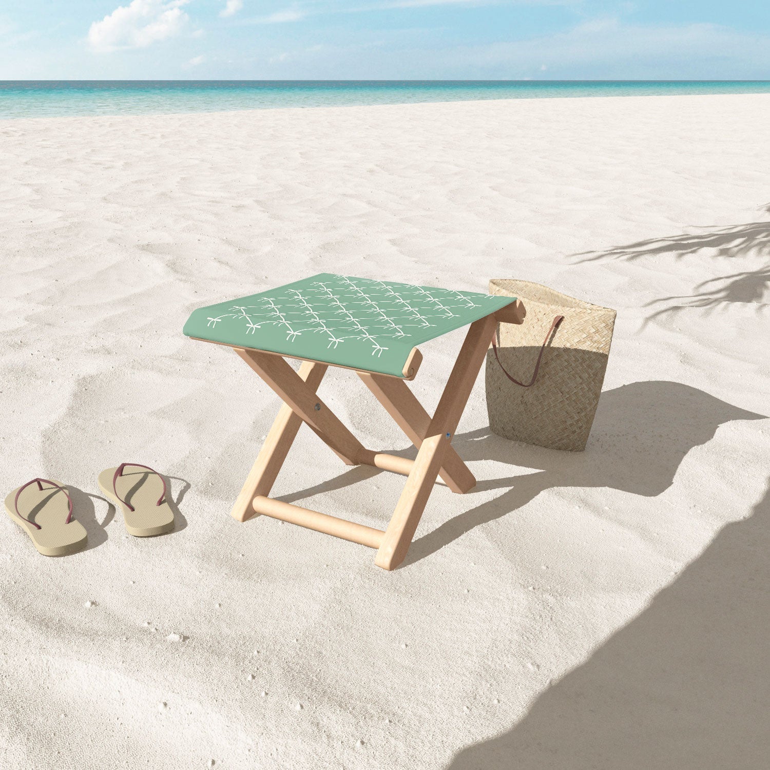 Colour Poems Bows and Ribbons Green Folding Stool