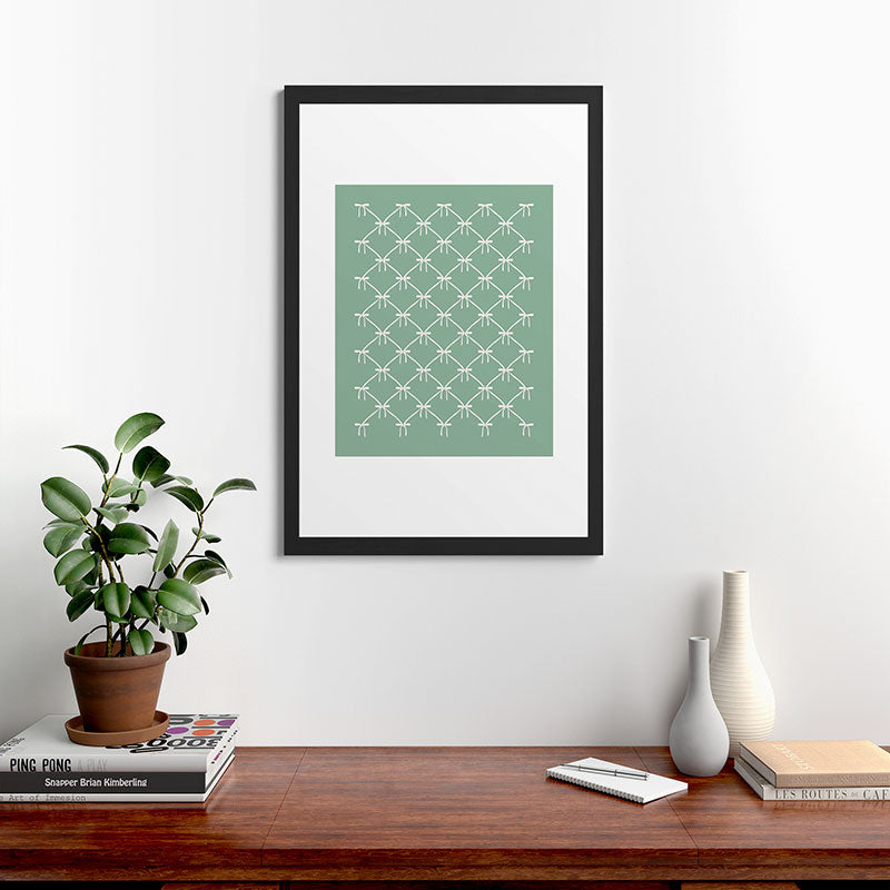Colour Poems Bows and Ribbons Green Framed Art Print