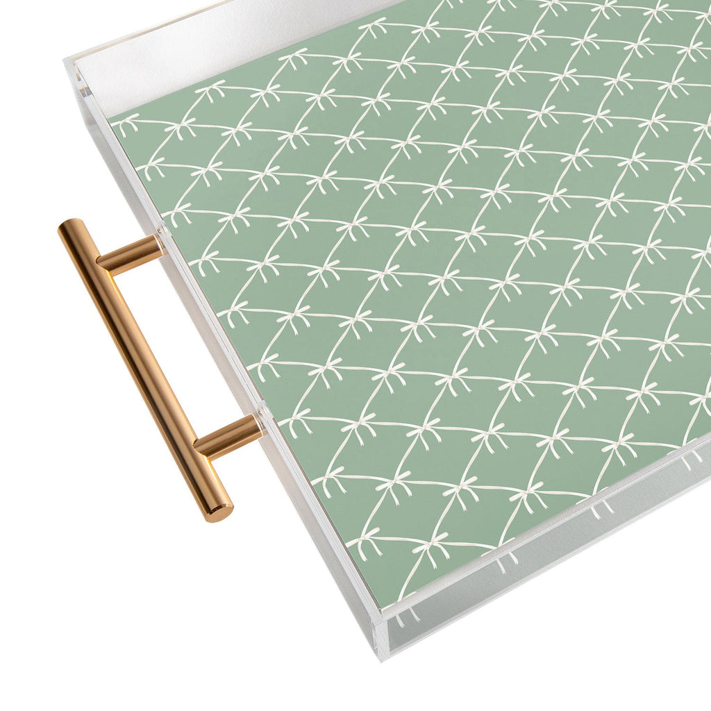 Colour Poems Bows and Ribbons Green Acrylic Tray