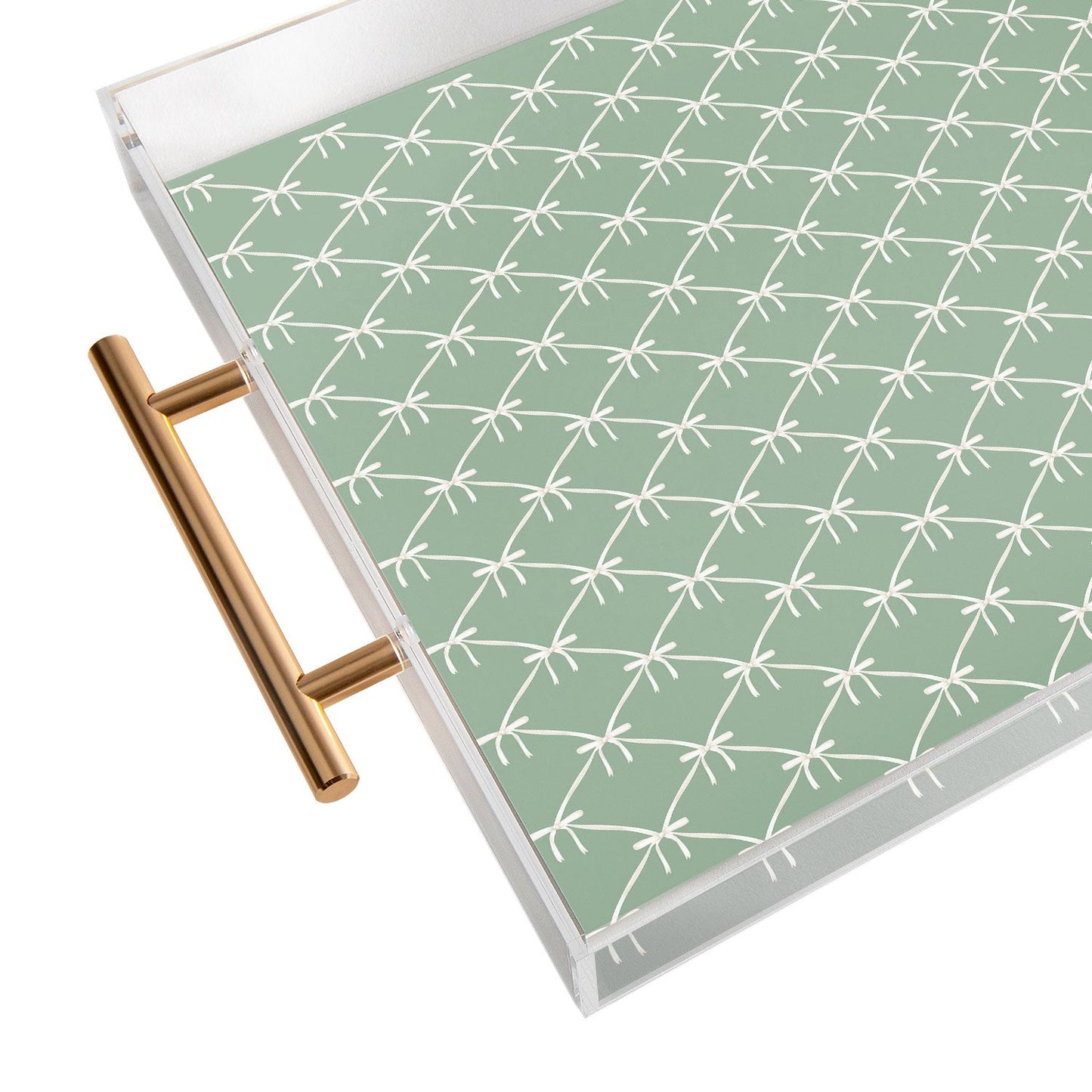 Colour Poems Bows and Ribbons Green Acrylic Tray
