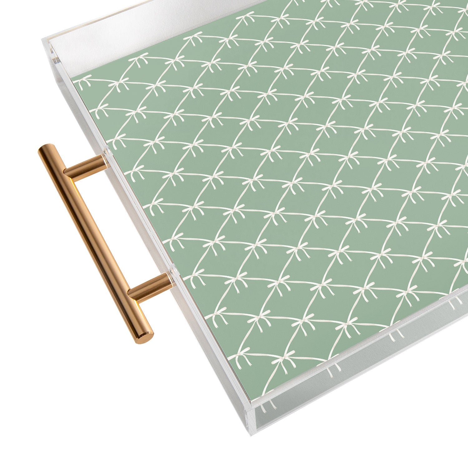 Colour Poems Bows and Ribbons Green Acrylic Tray