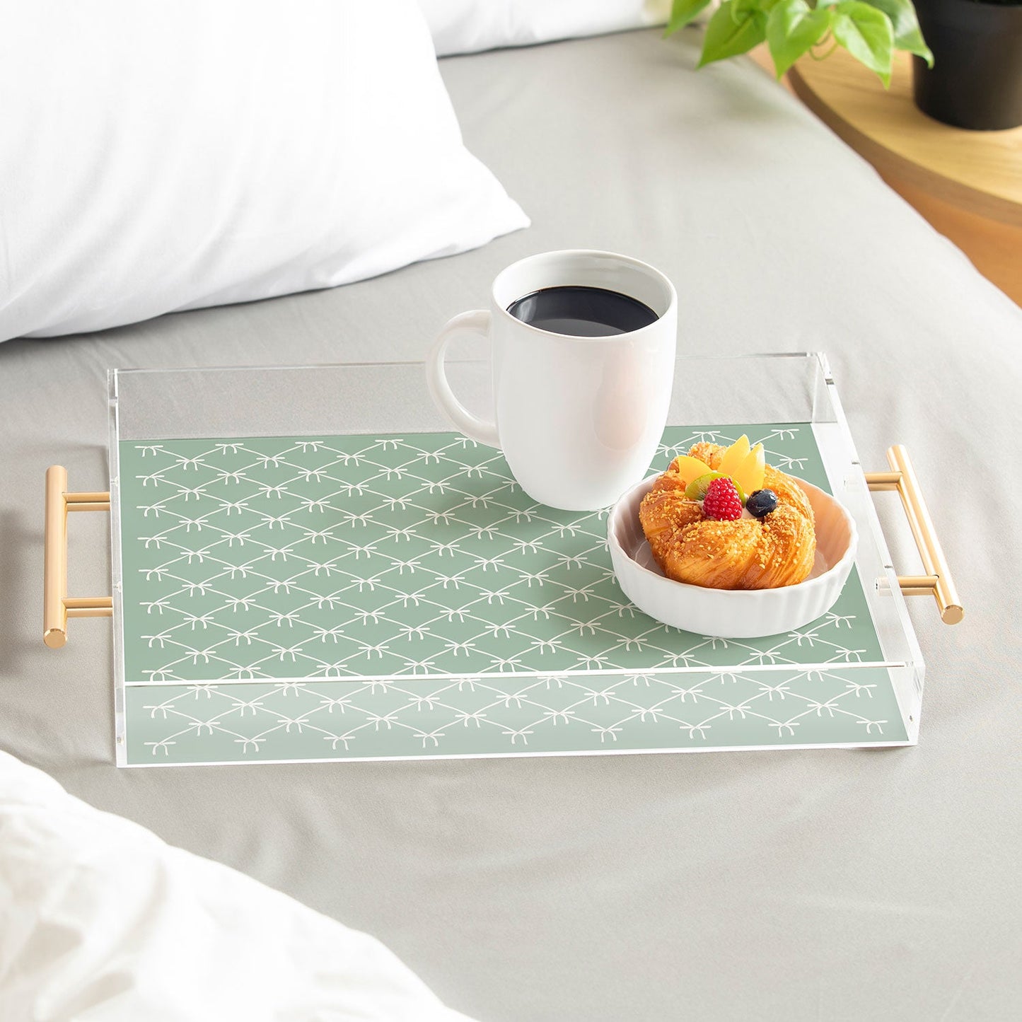 Colour Poems Bows and Ribbons Green Acrylic Tray
