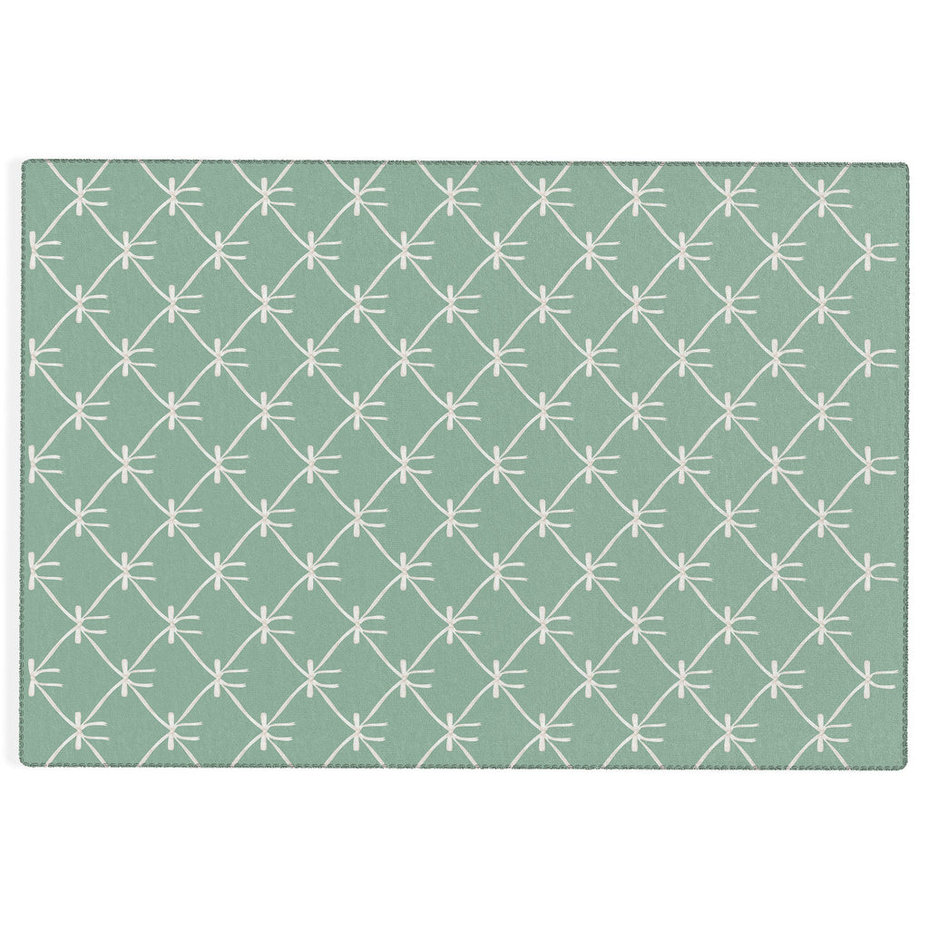 Colour Poems Bows and Ribbons Green Outdoor Rug