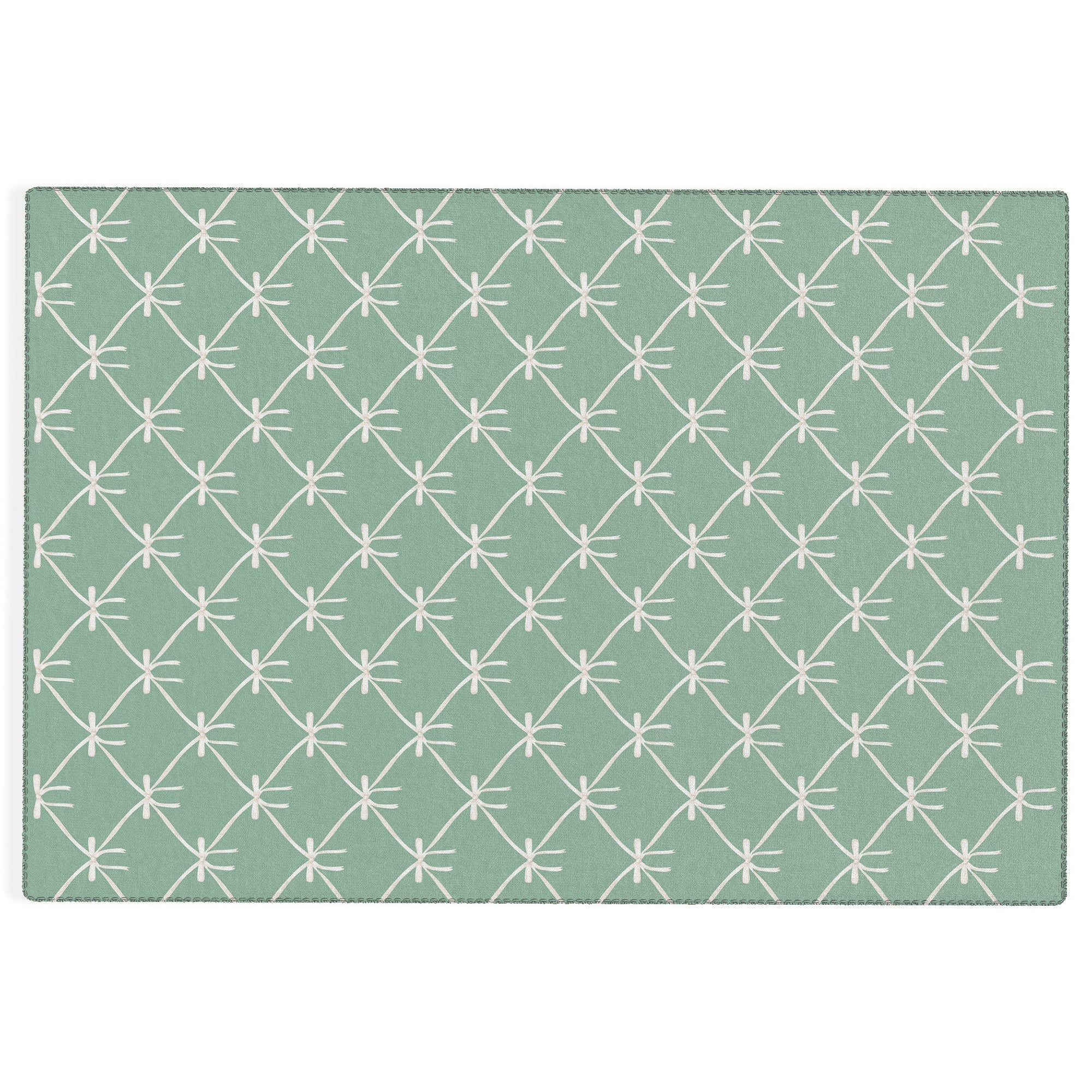 Colour Poems Bows and Ribbons Green Outdoor Rug