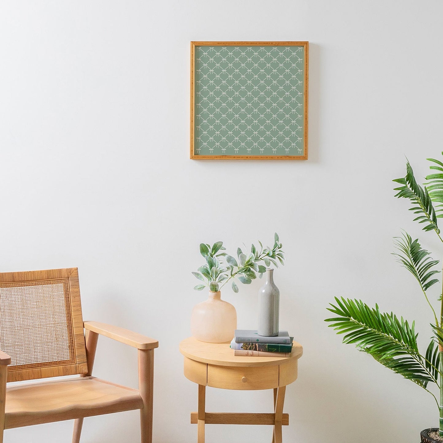 Colour Poems Bows and Ribbons Green Framed Wall Art
