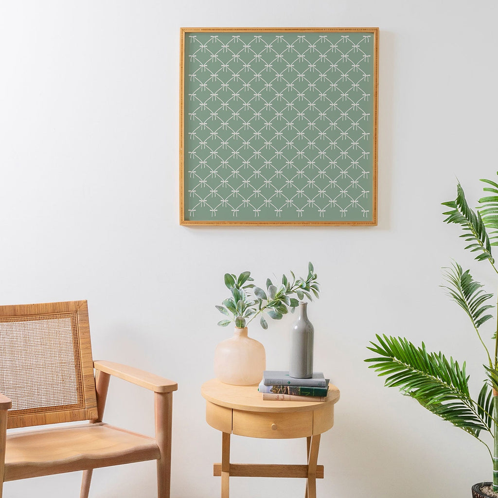 Colour Poems Bows and Ribbons Green Framed Wall Art